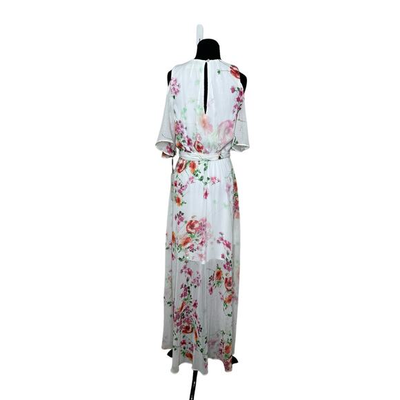 Calvin Klein white red floral print cold shoulder maxi dress size 4 - Picture 11 of 16